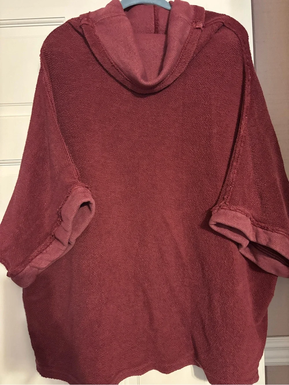 Cozy cowl neck Knit Poncho in Deep Maroon